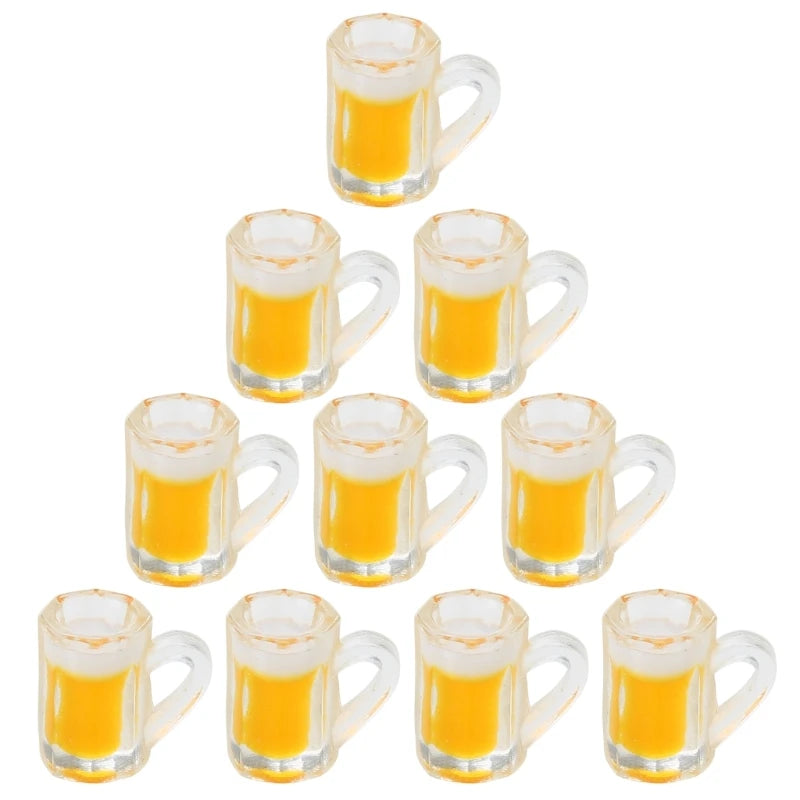 Miniature Beer Mugs – 1/6 Scale Resin Dollhouse Cups (10pcs)   