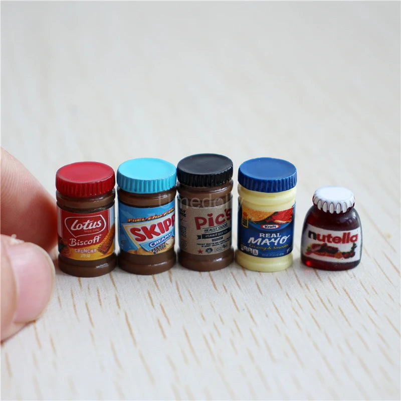Miniature Branded Spread Bottle Set (5PCS) – 1/6 & 1/12 Scale   