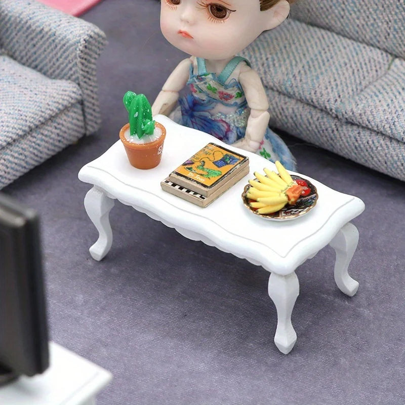 Miniature Coffee Table – 1:12 Scale Wooden Dollhouse Table   