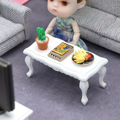 Miniature Coffee Table – 1:12 Scale Wooden Dollhouse Table   