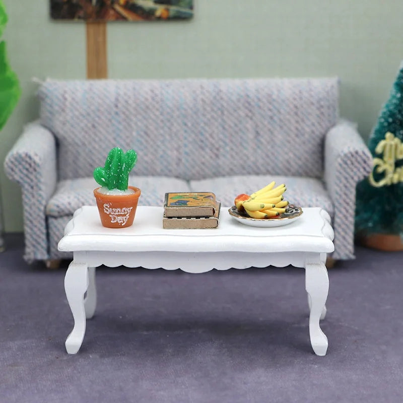 Miniature Coffee Table – 1:12 Scale Wooden Dollhouse Table   