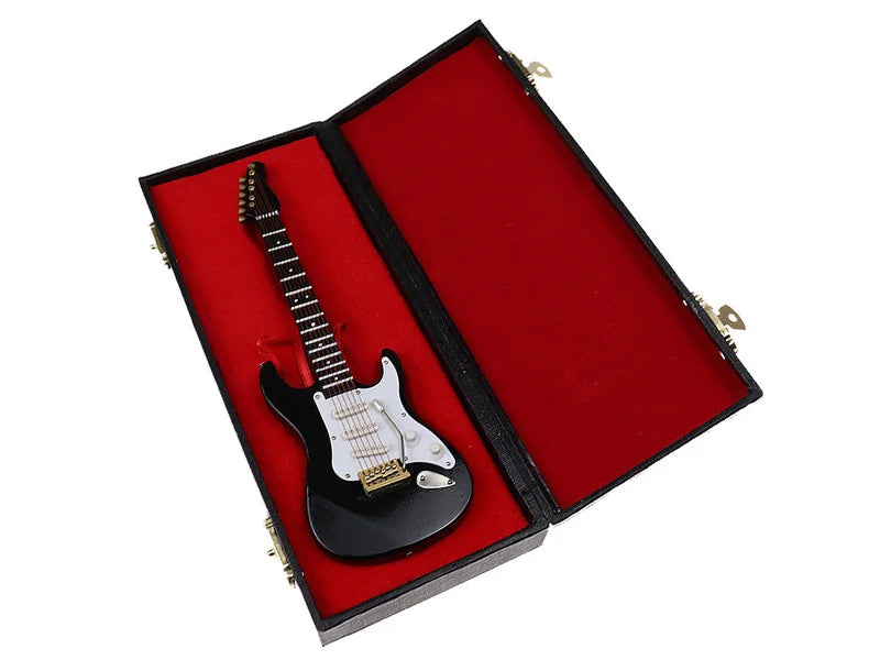 Miniature Electric Guitar Model with Stand and Case   
