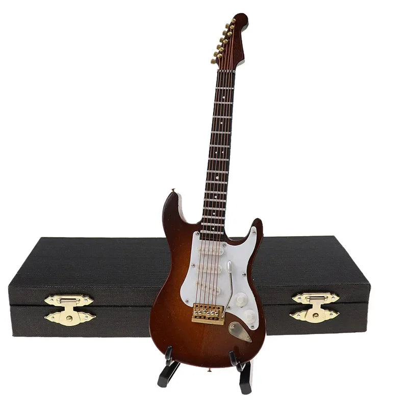 Miniature Electric Guitar Model with Stand and Case   