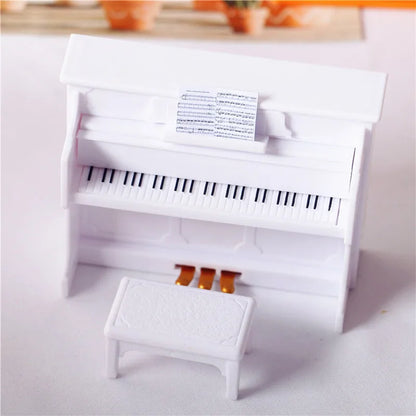 Miniature Upright Piano Set – 1:12 Scale Dollhouse Music Decor   