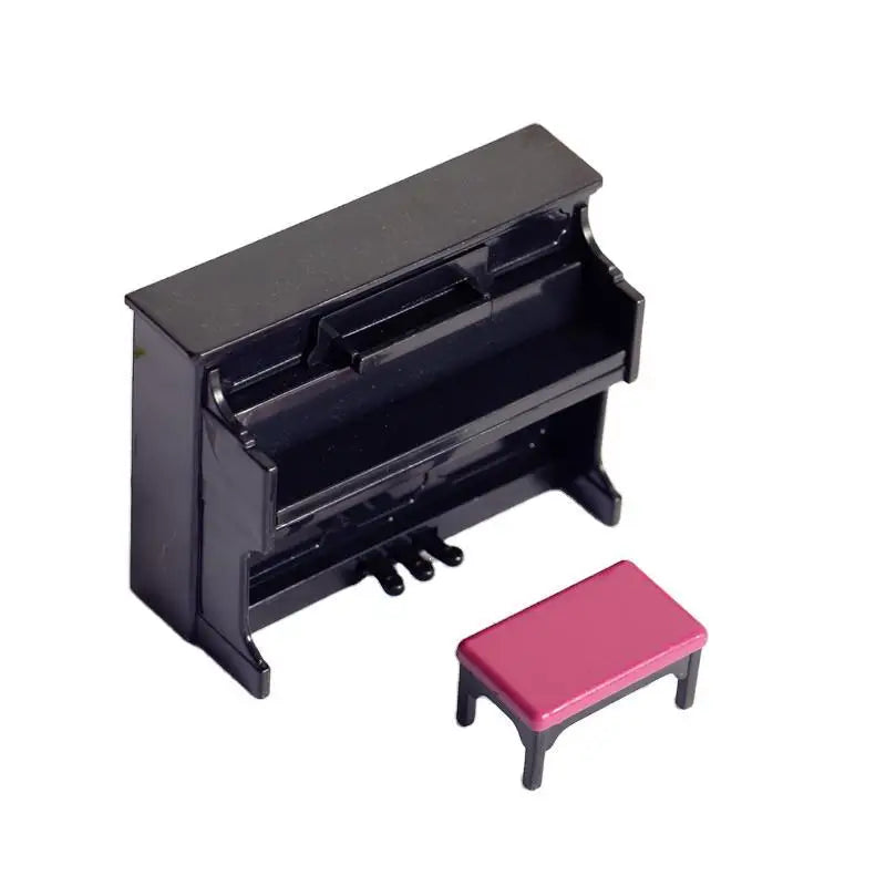 Miniature Upright Piano Set – 1:12 Scale Dollhouse Music Decor   