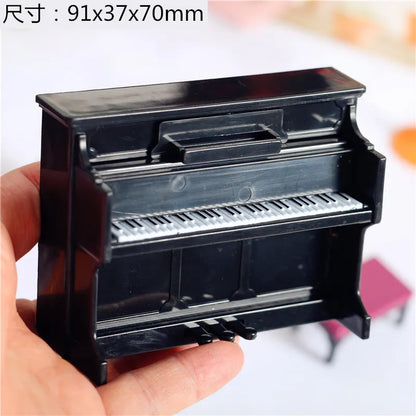 Miniature Upright Piano Set – 1:12 Scale Dollhouse Music Decor   