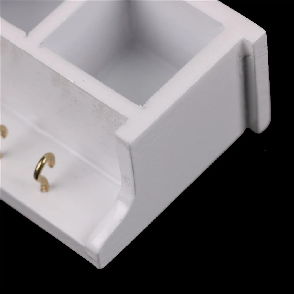 Miniature White Wall Rack with Hooks   