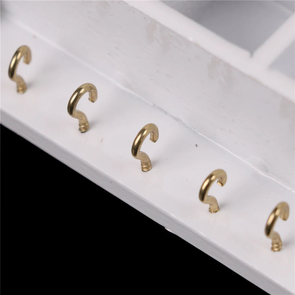 Miniature White Wall Rack with Hooks   