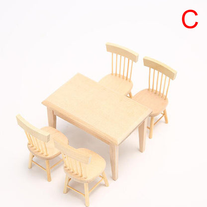 Miniature Wooden Dining Table & Chairs   