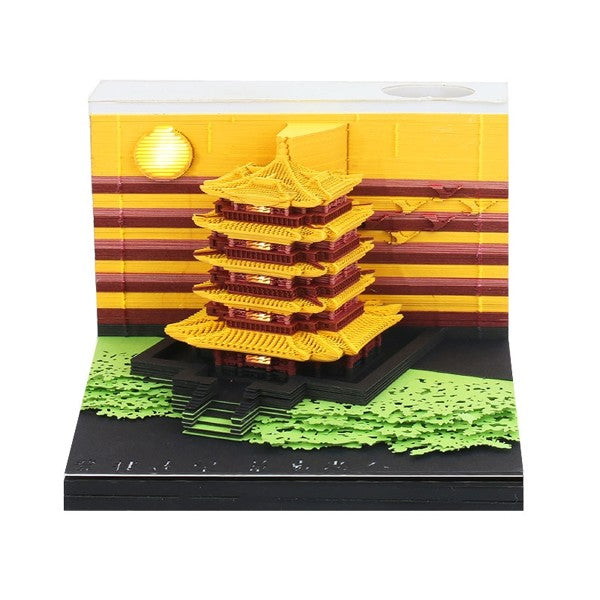 Net-red-three-dimensional-paper-carving-Yellow-Crane-Tower-note-book-Chinese-style-building-decoration-3D-2