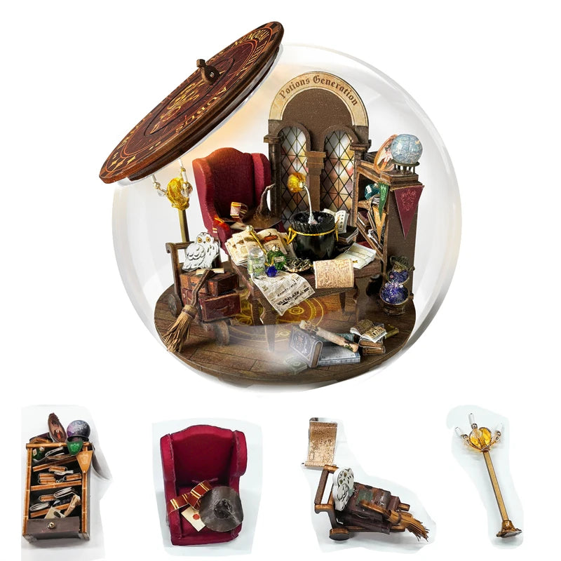 Potions Generation DIY Wooden Miniature Magic Bunker with LED Lights   