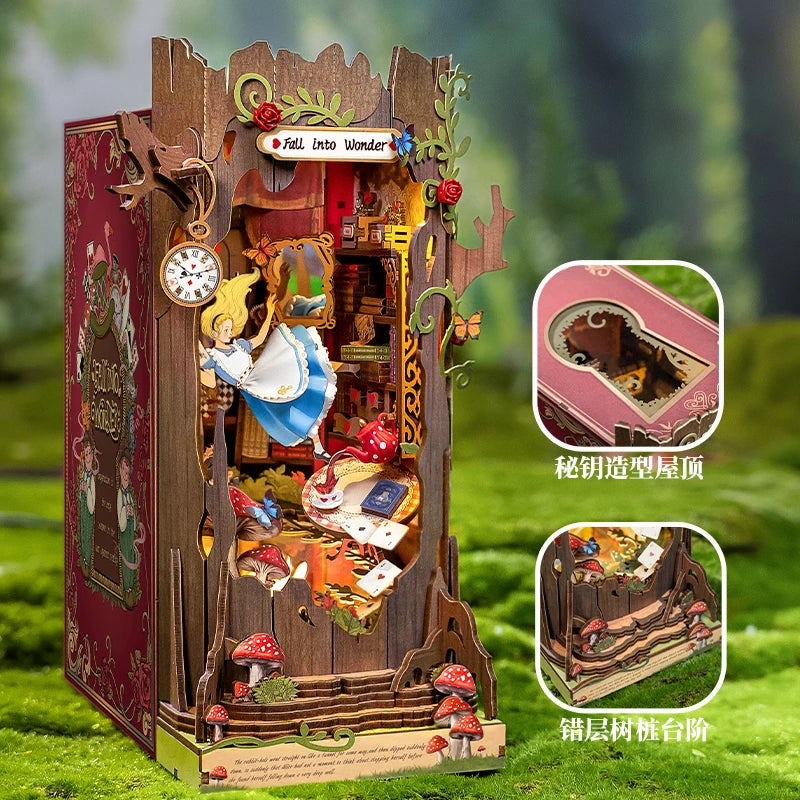 Rolife Alice in Fall into Wonder: Alice in Wonderland Inspired Book Nook Kit  