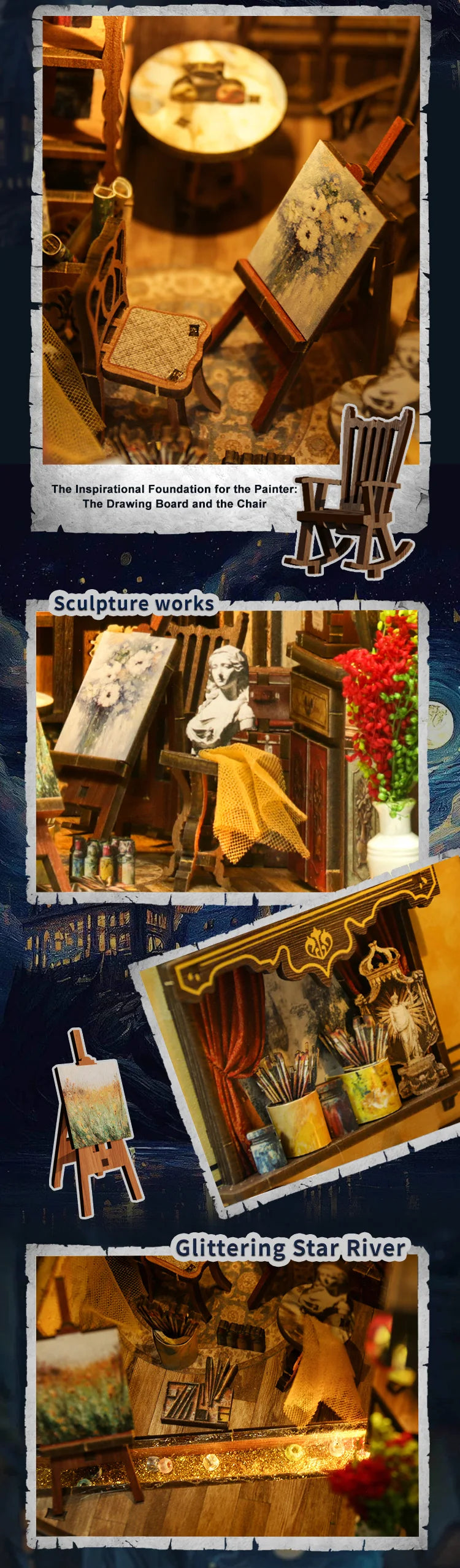 World Within the Frame DIY Book Nook Kit - LED Lighting Feature