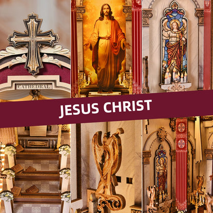 Cathedral Scene DIY Book Nook Kit - Detailed View