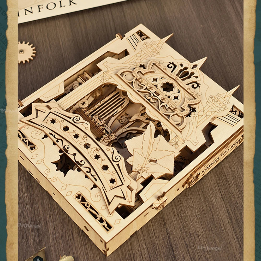 Book of Secrets Wooden 3d wooden puzzle – with LED lights on