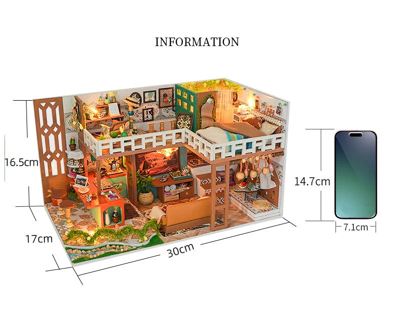 Wooden Bohemian Loft Miniature LED 3d wooden puzzle – view 12