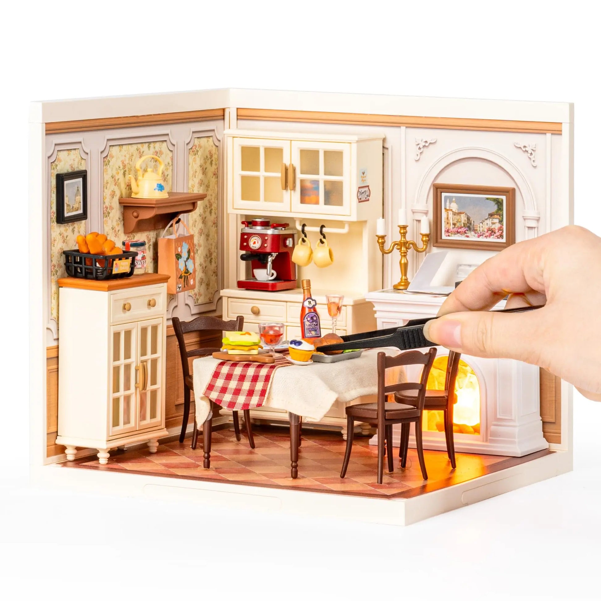 Warm Dining Room, Creative miniature house kit by Robotime – complete kit