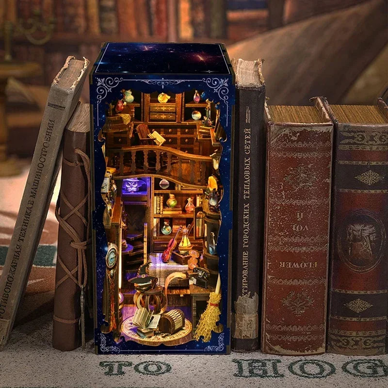 Wooden Shelf Insert Magic Potion House Miniature Model book nook kit – detailed view