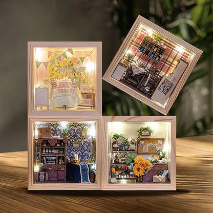 Wooden Sewing Shop Photo Frame Miniature with 3d wooden puzzle – complete kit