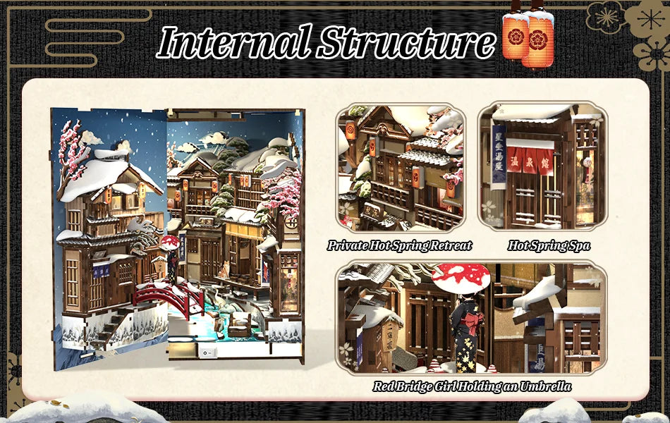 Kyoto Snow Whisper Miniature book nook kit – display setup