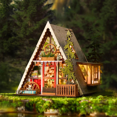 A-frame Cabin 3d wooden puzzle by Robotime Rolife – complete kit