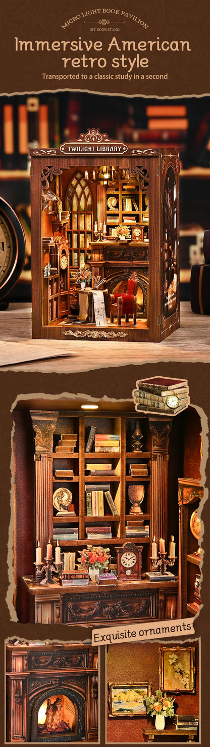 Twilight Library DIY Book Nook Kit - LED Lighting Feature