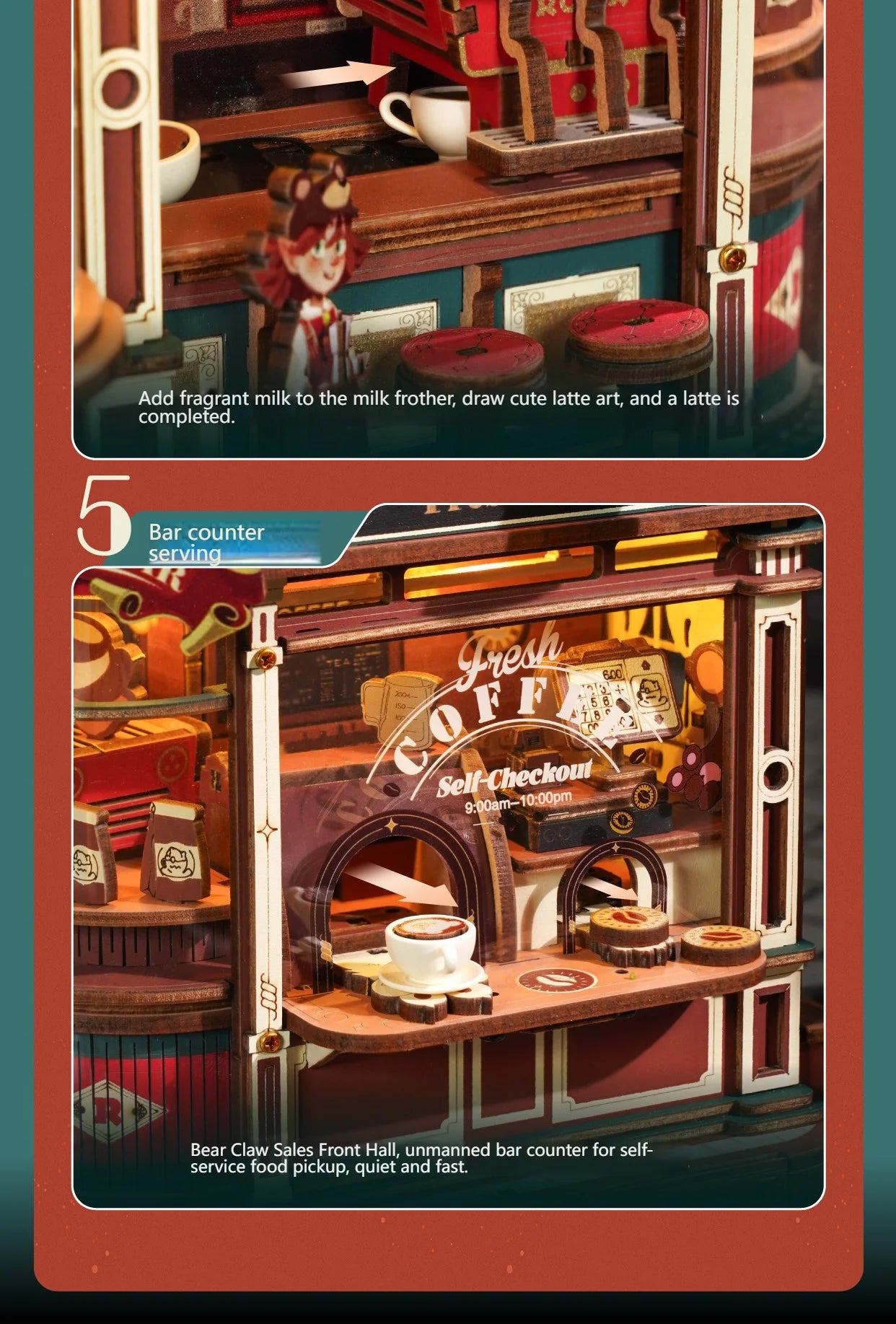 Coffee Factory DIY Miniature House Kit - LED Lighting Feature