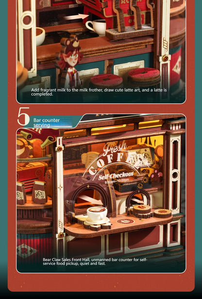 Coffee Factory DIY Miniature House Kit - LED Lighting Feature