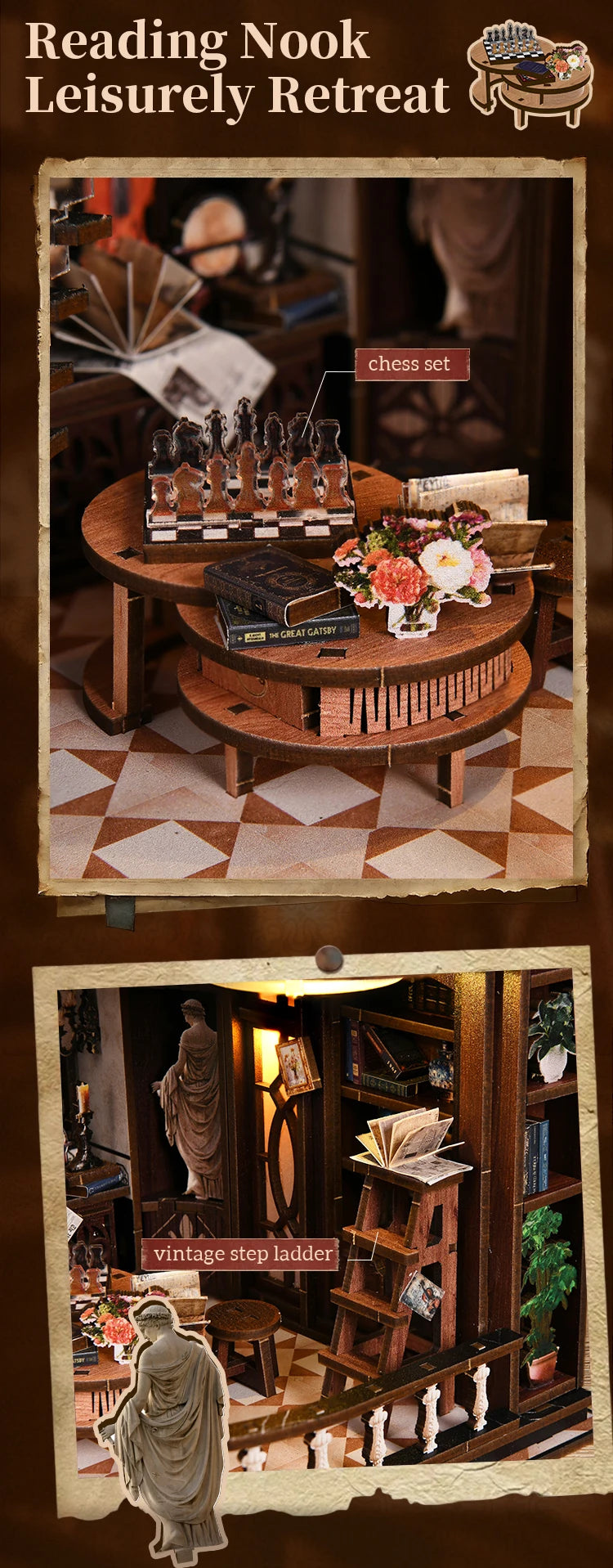 Wooden Miniature Model Bacchus Bookstore 3d wooden puzzle – view 18