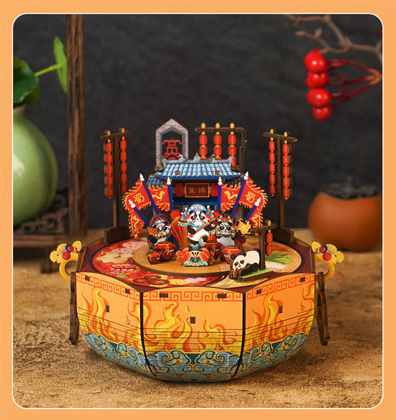 Chengdu Panda Music Box DIY Dollhouse Kit