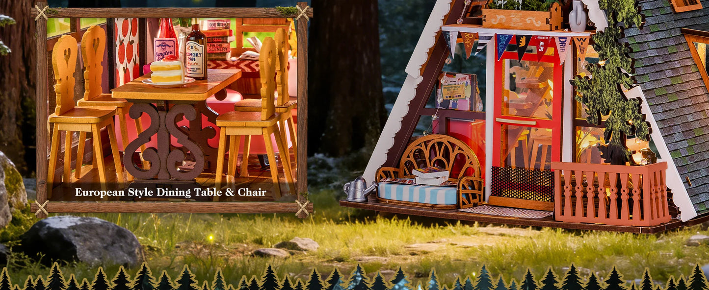 A-frame Cabin 3d wooden puzzle – packaging and contents