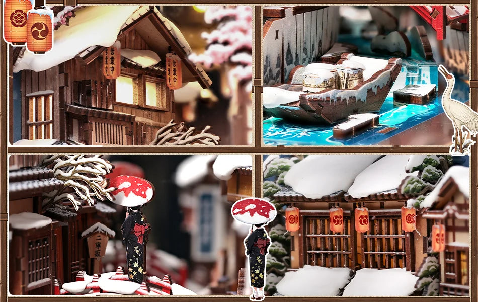 Kyoto Snow Whisper Miniature book nook kit – packaging and contents