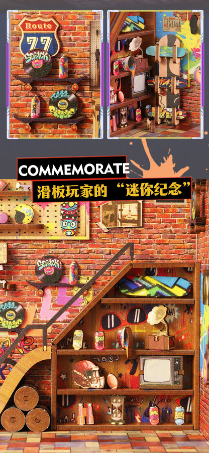 Dynamic Skatepark Diorama - Action-packed 3D Wooden Bookend 3d wooden puzzle – view 13