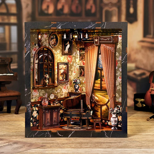 Wooden European Melody Box Shelf Insert Kits Book book nook kit – complete kit