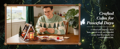 A-frame Cabin 3d wooden puzzle – with LED lights on