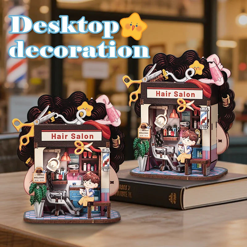 Hair Salon Corner DIY Miniature House Kit - Close-up Details