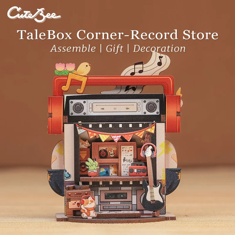 Record Store Corner DIY Miniature House Kit - Complete DIY Kit