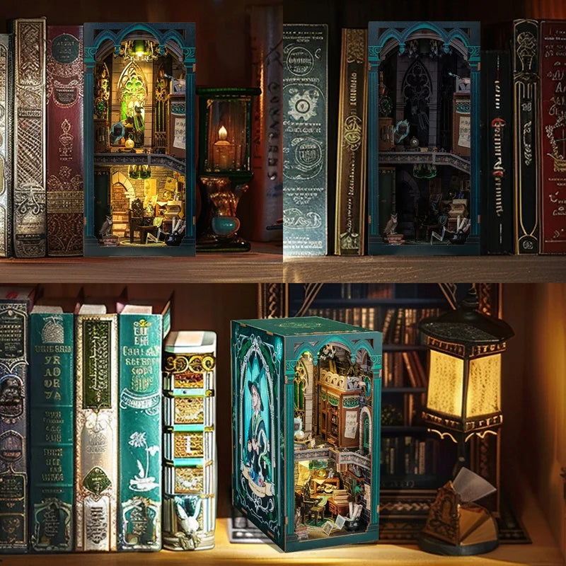 Miniature Wooden book nook kit – display setup
