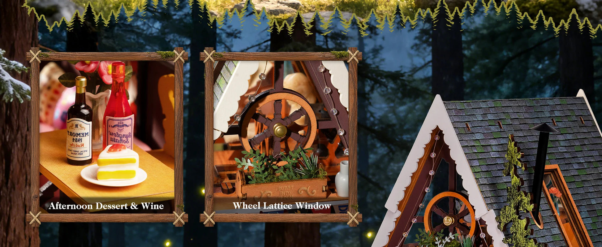 A-frame Cabin 3d wooden puzzle – display setup