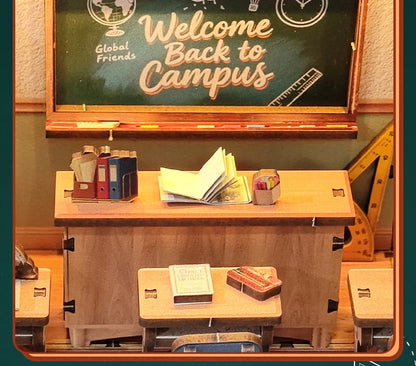 Wooden the Classroom Miniature Student Days 3d wooden puzzle – close-up details