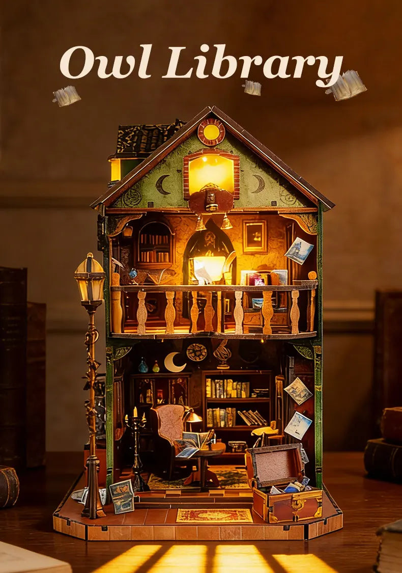 Wooden Miniature Model Owl Library Magic 3d wooden puzzle – view 18