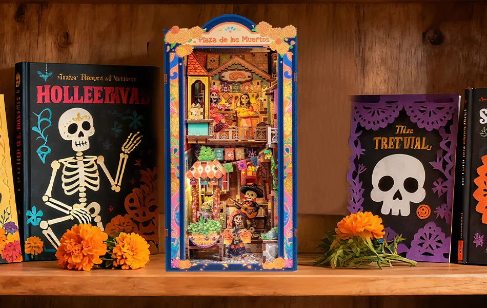 Laser Cut 3D Wooden book nook kit – close-up details