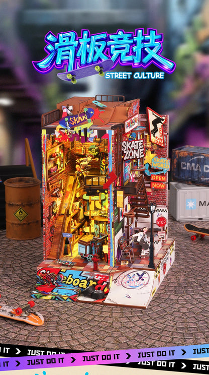 Dynamic Skatepark Diorama - Action-packed 3D Wooden Bookend 3d wooden puzzle – view 18