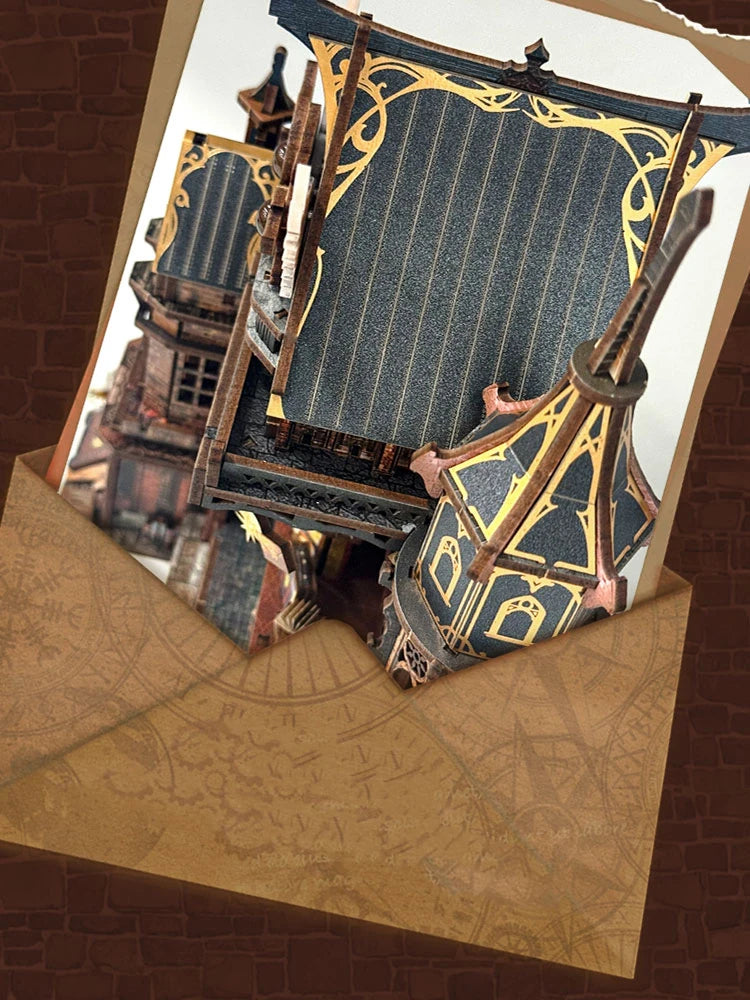 Wooden Miniature Model Owl Post Office 3d wooden puzzle – with LED lights on