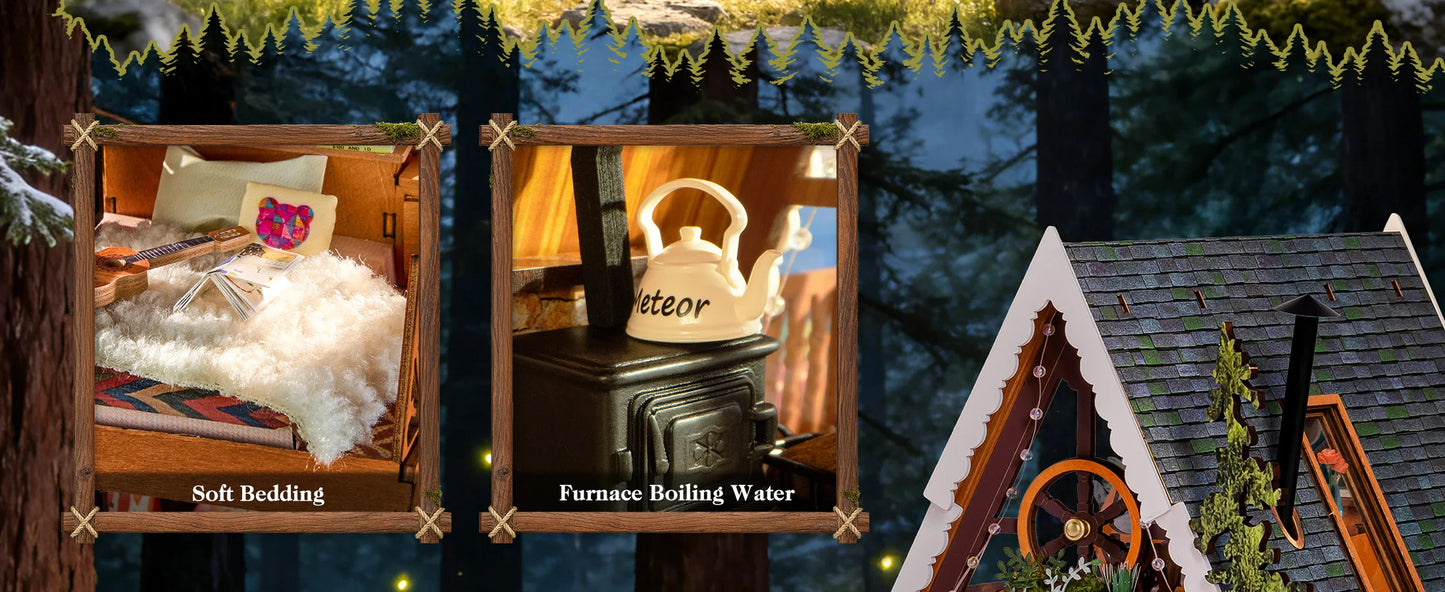 A-frame Cabin 3d wooden puzzle – side angle