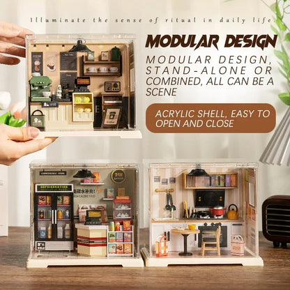 Kit per casa in miniatura fai da te per caffetteria ad angolo