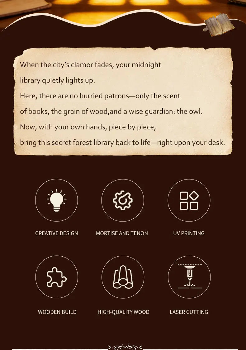 Wooden Miniature Model Owl Library Magic 3d wooden puzzle – view 19