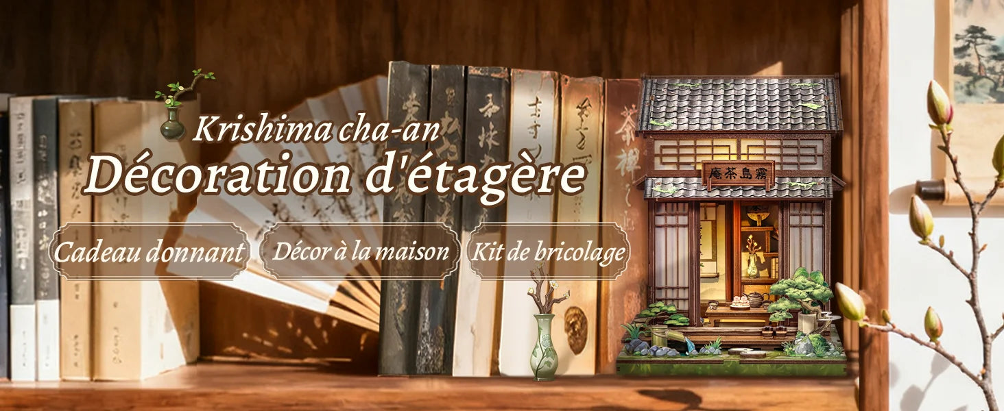 Wooden Model with book nook kit – side angle