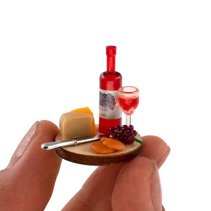 Set di piatti per torta e vino 1:12 Accessorio in miniatura