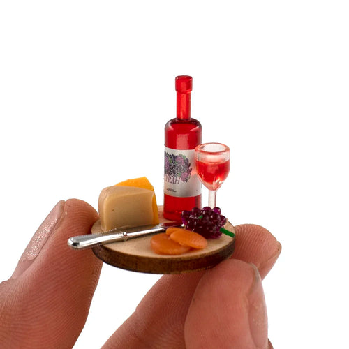 Set di piatti per torta e vino 1:12 Accessorio in miniatura